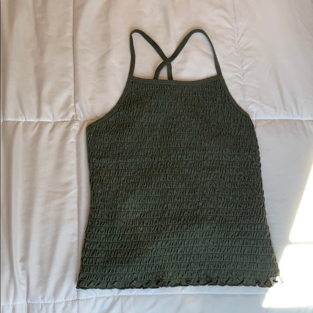 Abercrombie and Fitch olive ruffle tank top